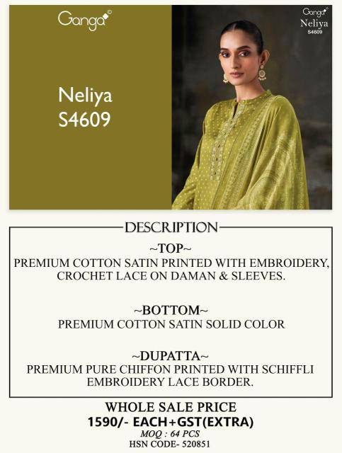 Ganga neliya 4609 Wholesale dress materials in Ahmedabad